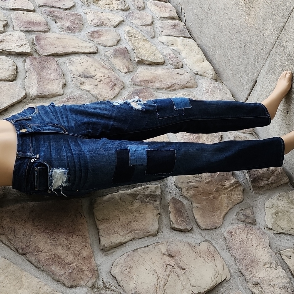 American Eagle | Patchwork Distressed Skinny Jeans - image 3